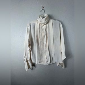 RALPH LAUREN PURPLE LABEL Cream Silk Tuxedo Blouse Size 8 863